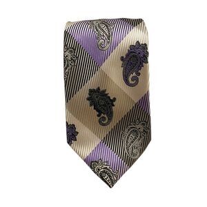 Henri Picard Purple Paisley Big & Tall Extra Long Tie